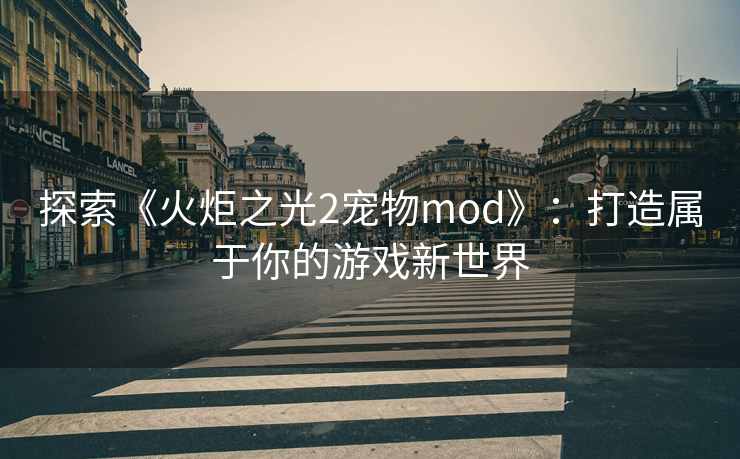 探索《火炬之光2宠物mod》：打造属于你的游戏新世界